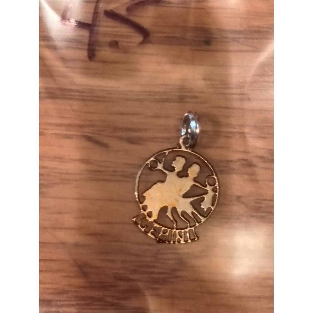 Vintage Gemini Zodiac Twins Charm Pendant Gold Tone 925 Cutout Astrology Unisex